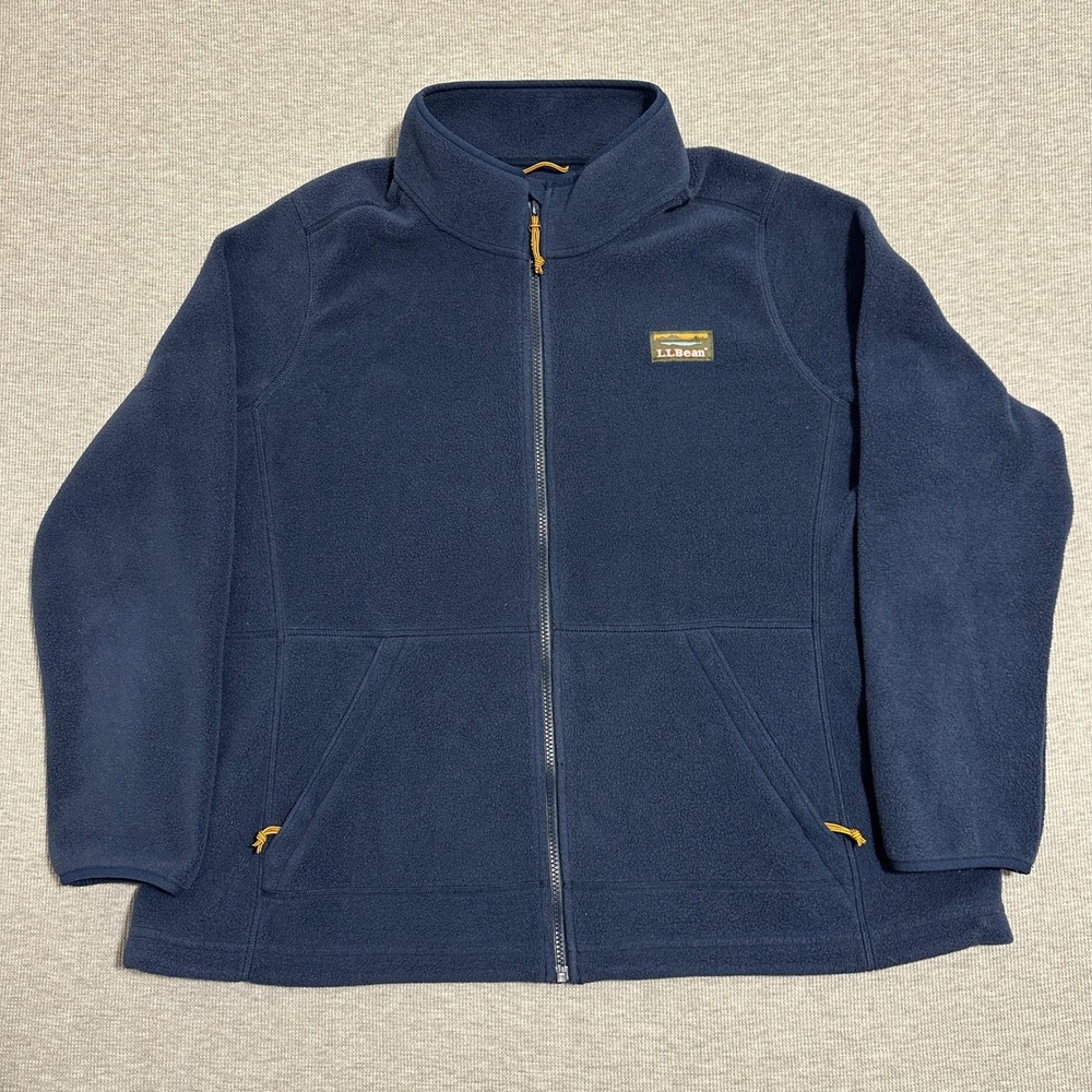 LL Bean Mountain Classic Fleece Full Zip Jacket Navy Gorpcore Outdoor Womens 2XL